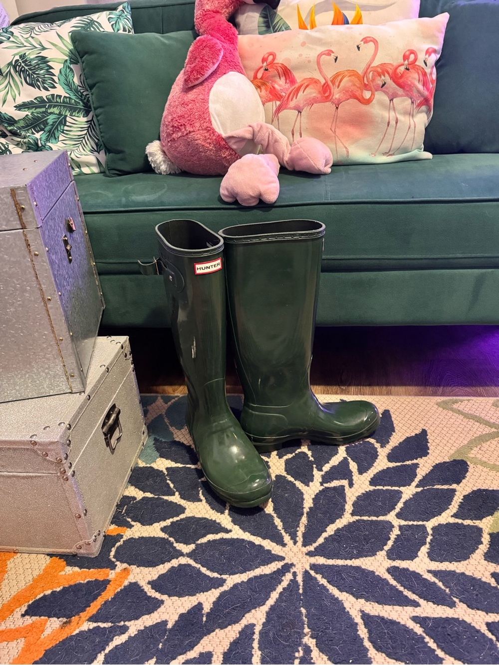 Hunter Glossy Green Tall Rain Boots